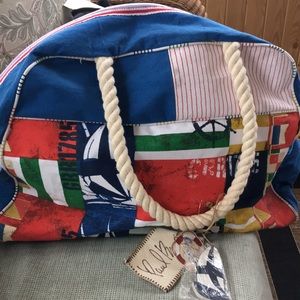 Like New Large Canvas Nautical Weekender Bag